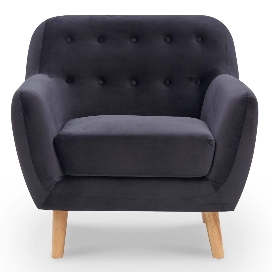 Fauteuil en tissu velours noir scandinave